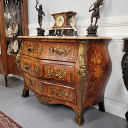 Superb 19th Century Louis XV Kingwood & Rosewood Marquetry Inlaid Marble Top Commode | Antique & Vintage | Moonee Ponds Antiques | Australia Wide Delivery