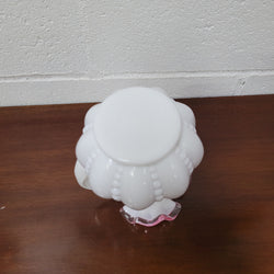 Fenton Silver Crest Pink Cased Milk Glass Melon Pitcher Vase. | Antique & Vintage | Moonee Ponds Antiques | Australia Wide Delivery