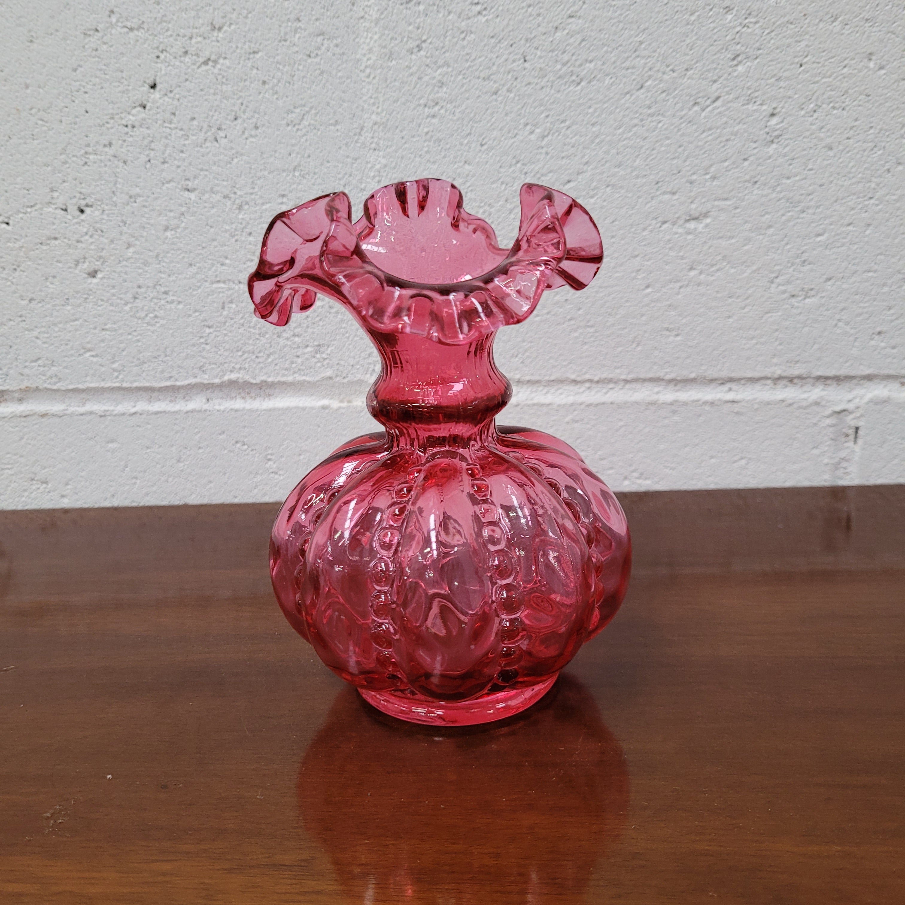 Beautiful Fenton Cranberry Melon Vase | Antique & Vintage | Moonee Ponds Antiques | Australia Wide Delivery