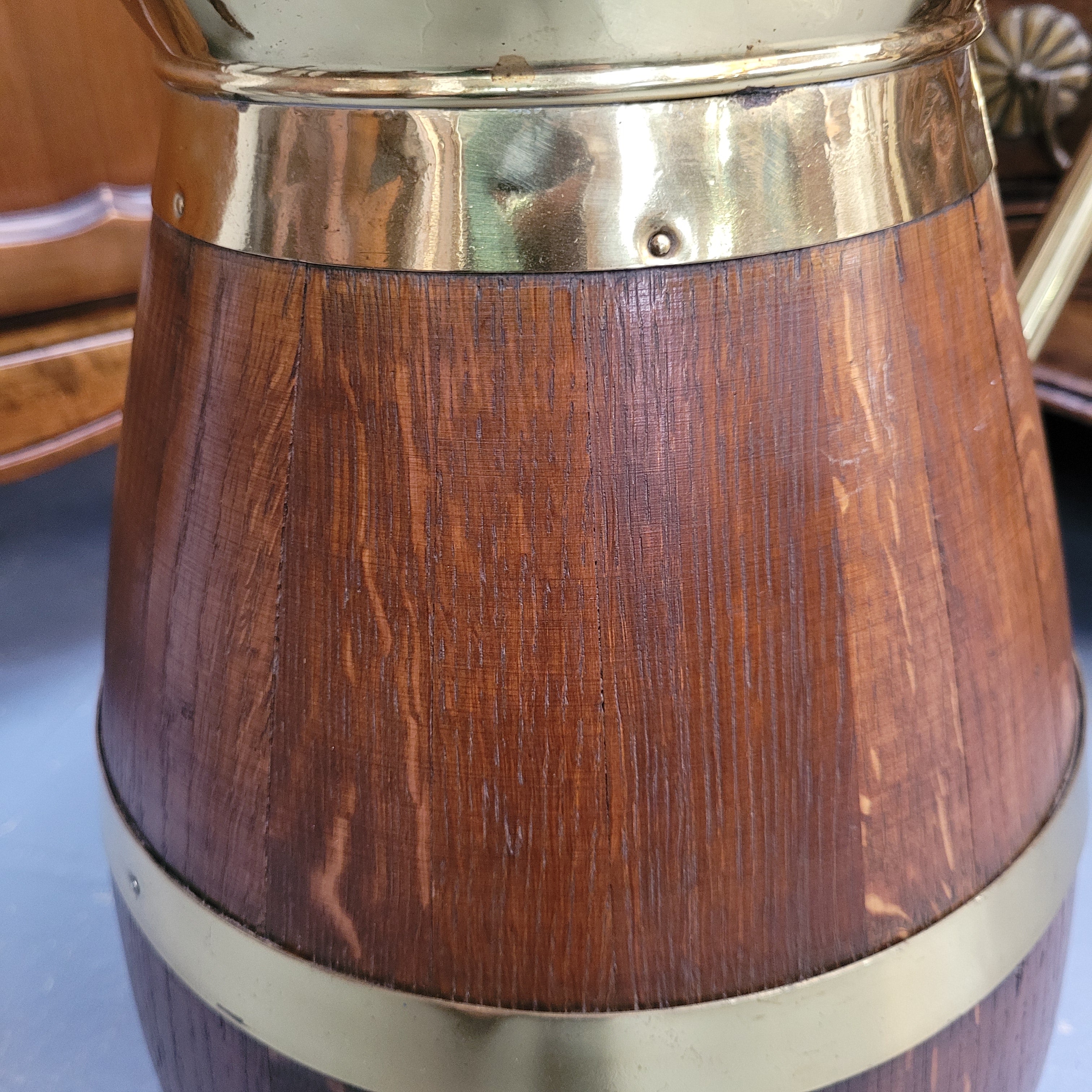 Stunning French Oak & Brass Jug / Umbrella Stand | Antique & Vintage | Moonee Ponds Antiques | Australia Wide