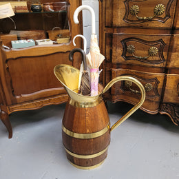 Stunning French Oak & Brass Jug / Umbrella Stand