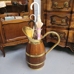 Stunning French Oak & Brass Jug / Umbrella Stand | Antique & Vintage | Moonee Ponds Antiques | Australia Wide Delivery