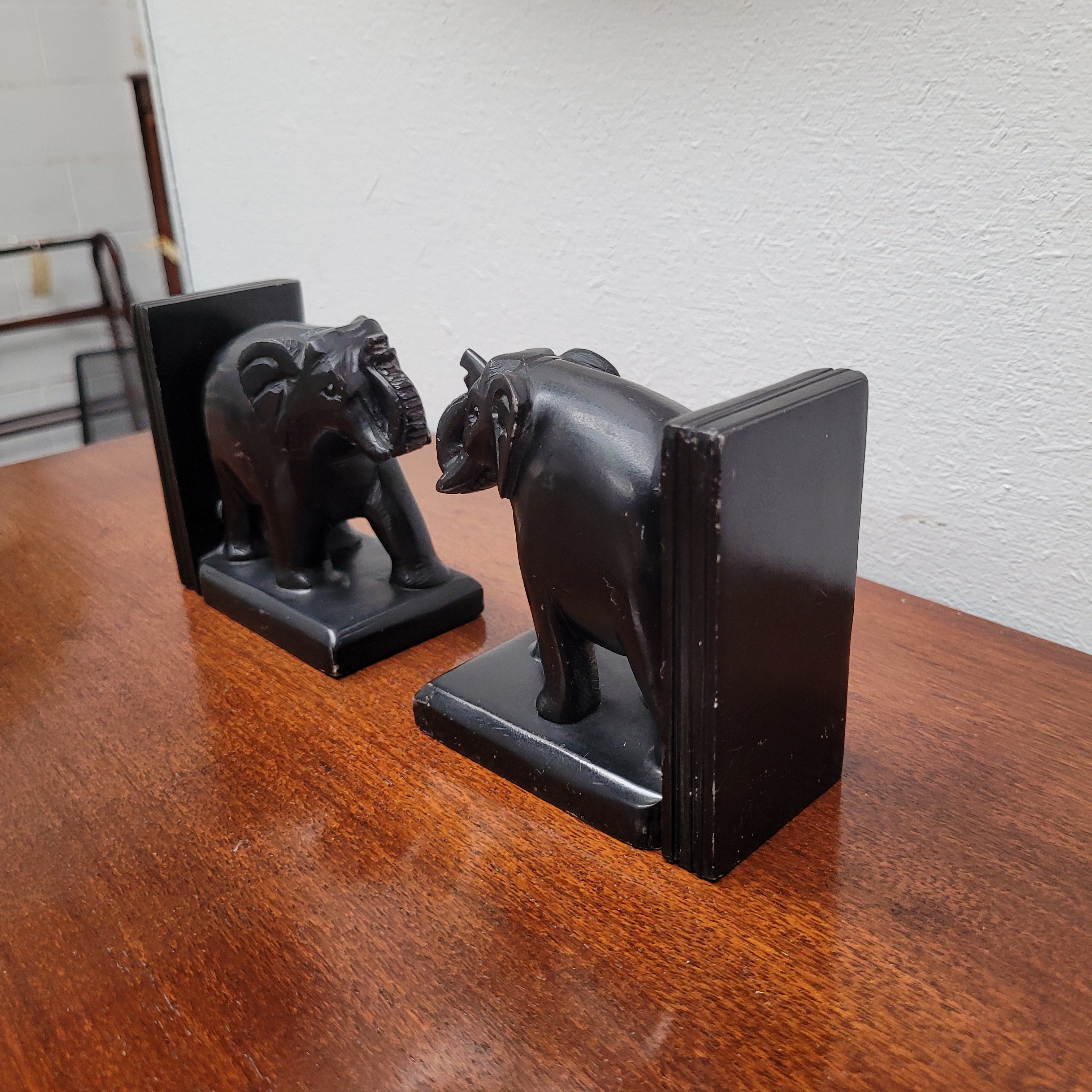 Pair of Vintage Carved Stone Elephant Bookends | Antique & Vintage | Moonee Ponds Antiques | Australia Wide Delivery