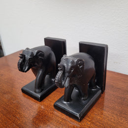 Pair of Vintage Carved Stone Elephant Bookends