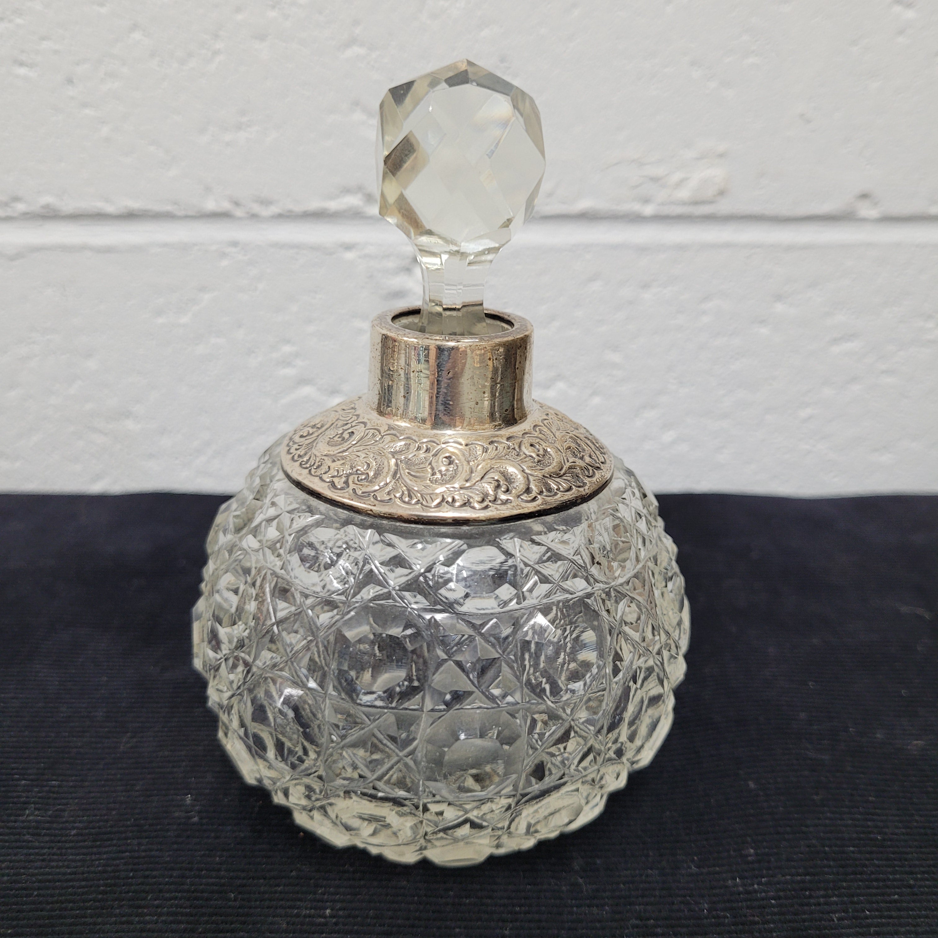 Superb Edwardian Birmingham Silver & Cut Crystal Glass Perfume Bottle | Antique & Vintage | Moonee Ponds Antiques | Australia Wide Delivery