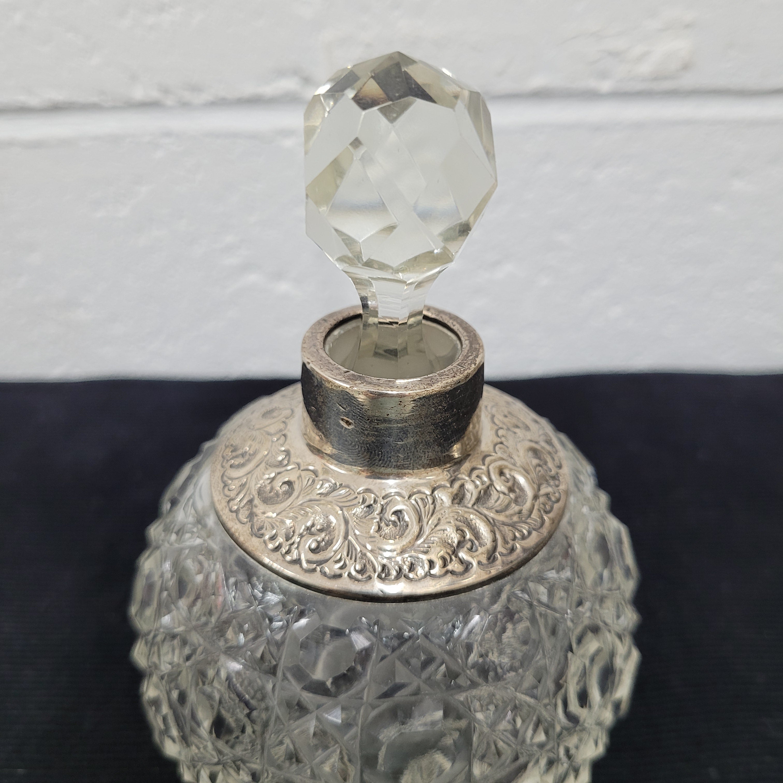 Superb Edwardian Birmingham Silver & Cut Crystal Glass Perfume Bottle | Antique & Vintage | Moonee Ponds Antiques | Australia Wide Delivery