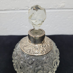 Superb Edwardian Birmingham Silver & Cut Crystal Glass Perfume Bottle | Antique & Vintage | Moonee Ponds Antiques | Australia Wide Delivery