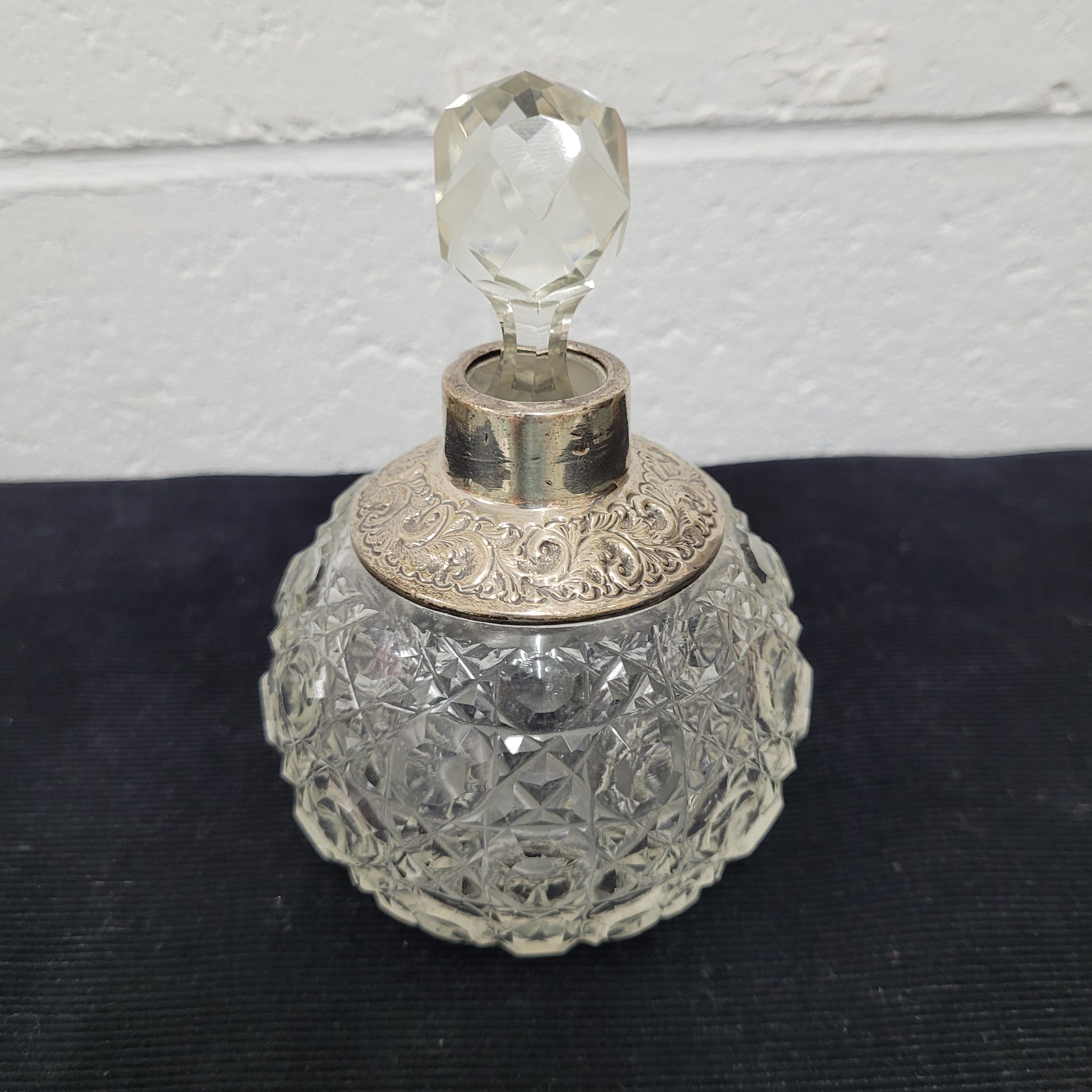 Superb Edwardian Birmingham Silver & Cut Crystal Glass Perfume Bottle | Antique & Vintage | Moonee Ponds Antiques | Australia Wide Delivery