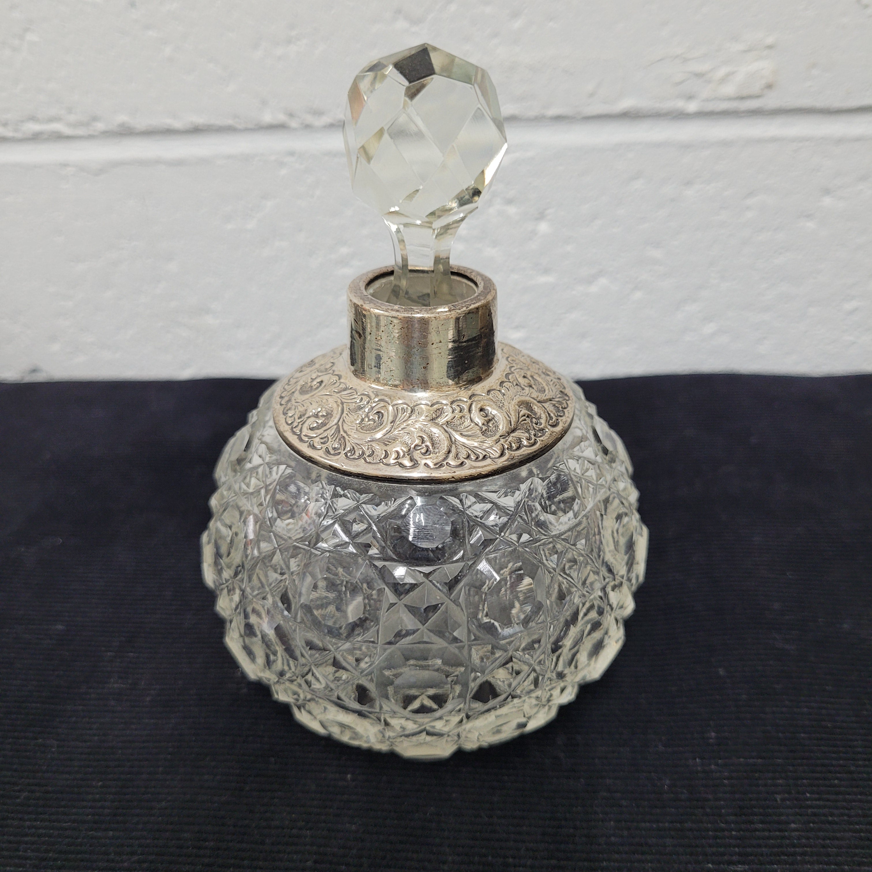 Superb Edwardian Birmingham Silver & Cut Crystal Glass Perfume Bottle | Antique & Vintage | Moonee Ponds Antiques | Australia Wide Delivery