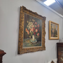 Stunning Oil on Canvas Floral in Decorative Frame | Antique & Vintage | Moonee Ponds Antiques | Australia Wide Delivery