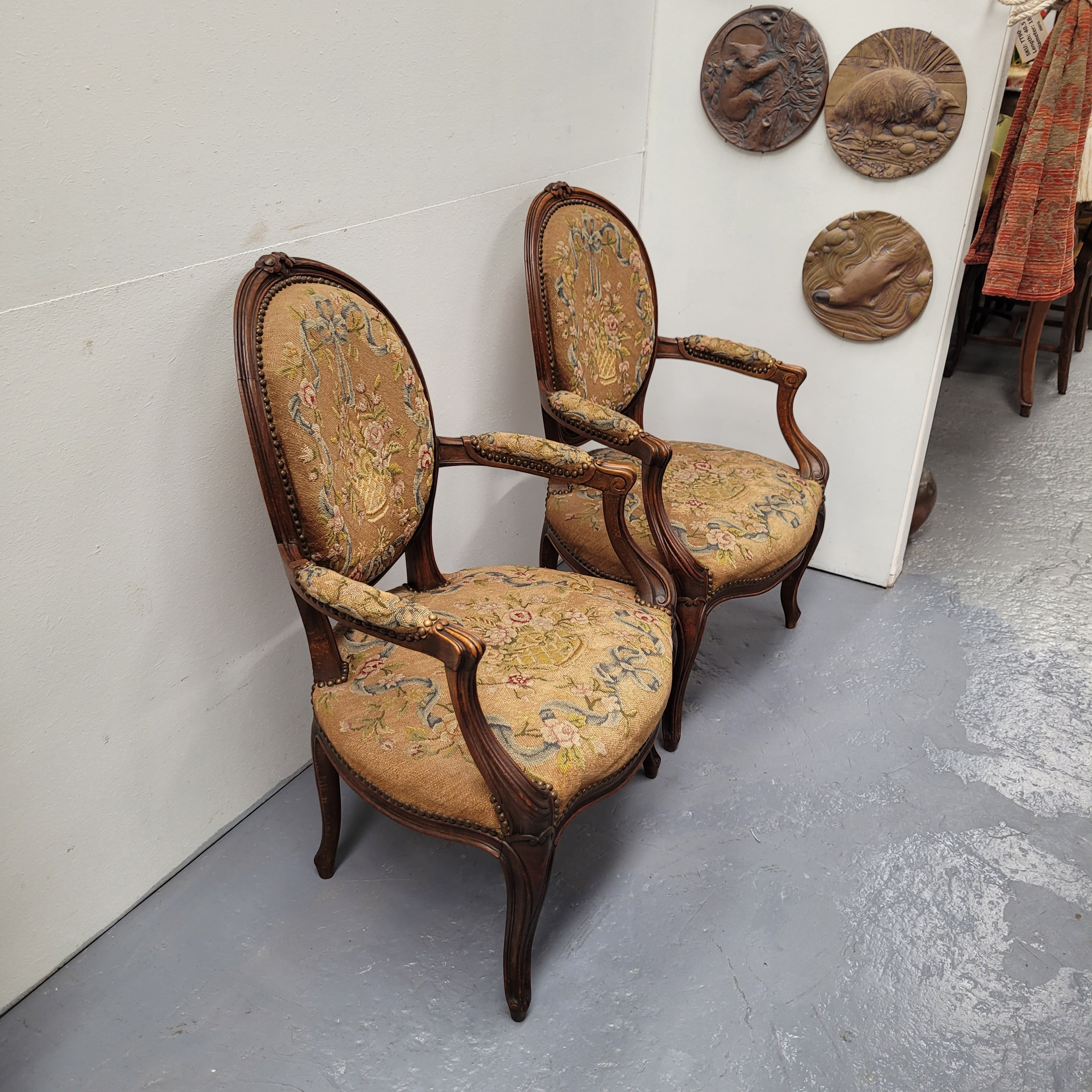 French Pair of Upholstered Armchairs | Antique & Vintage | Moonee Ponds Antiques | Australia Wide Delivery