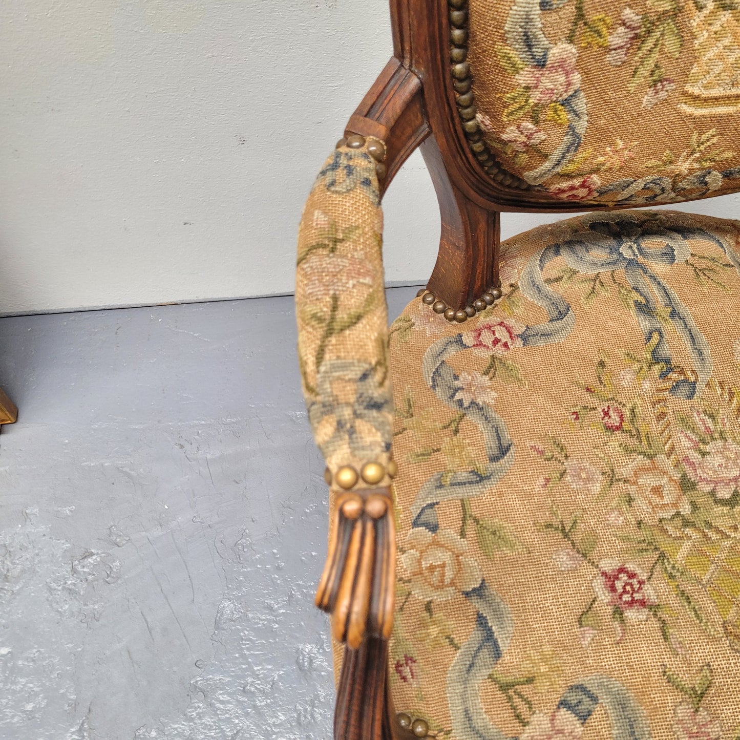 French Pair of Upholstered Armchairs
