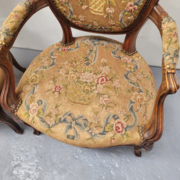 French Pair of Upholstered Armchairs