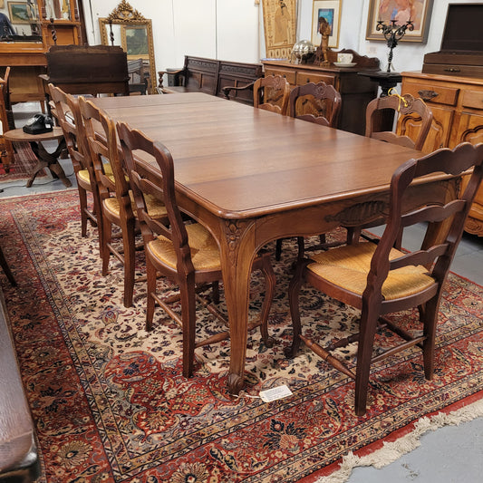 Elegant & Wide French Oak Louis XV Style Extension Table