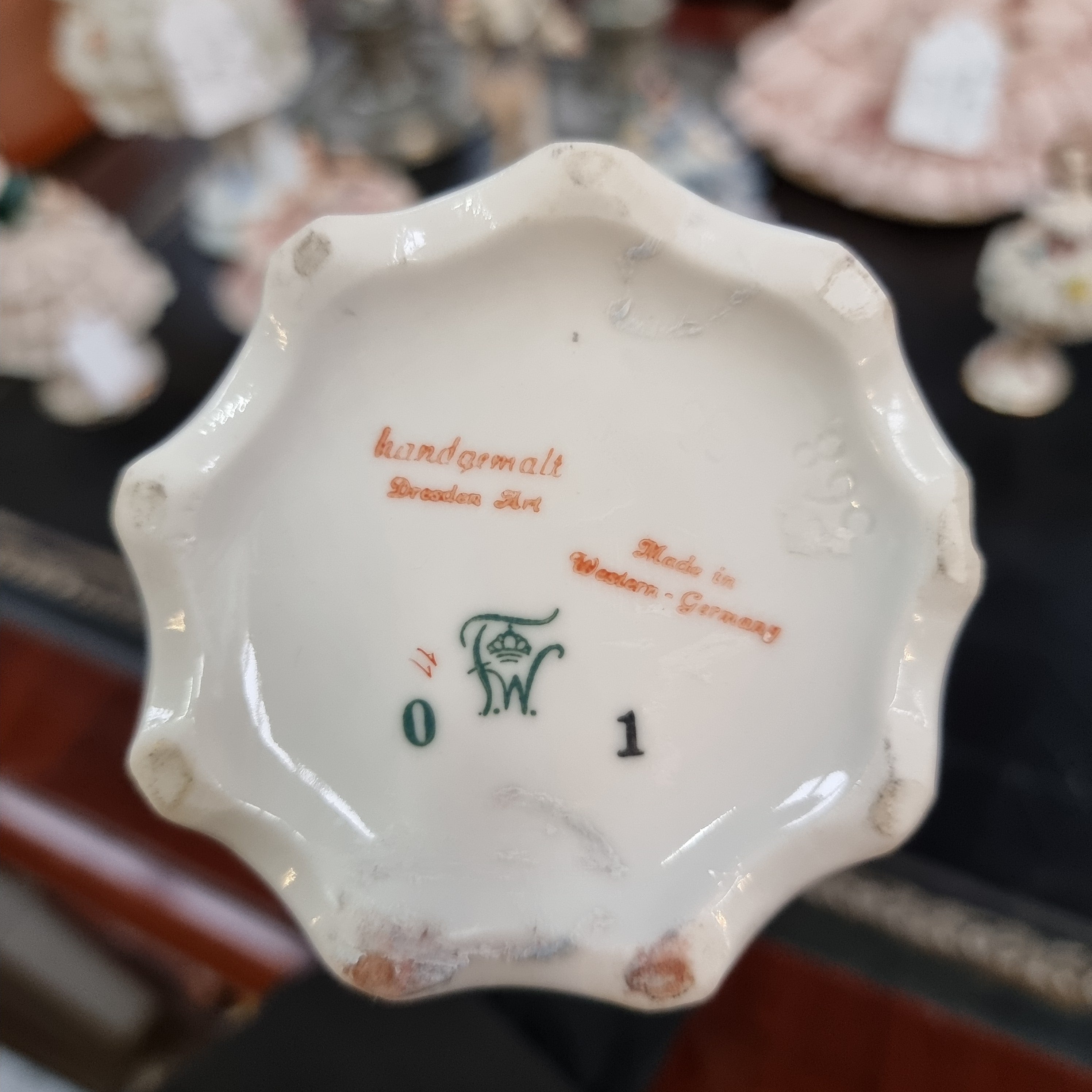 Dresden Figurine of Lady Holding Basket of Flowers | Antique & Vintage | Moonee Ponds Antiques | Australia Wide Delivery
