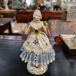 Dresden Figurine of Lady Holding a Bird | Antique & Vintage | Moonee Ponds Antiques | Australia Wide Delivery