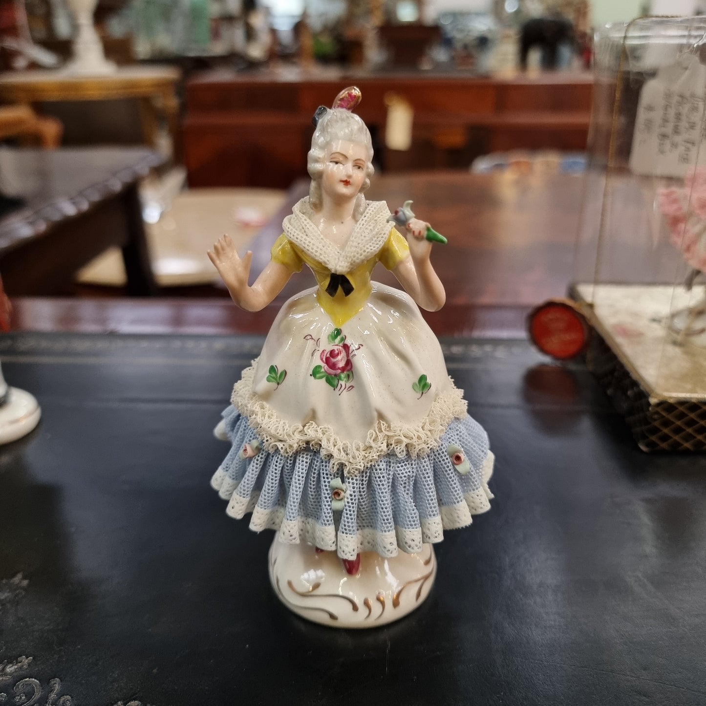 Dresden Figurine of Lady Holding a Bird