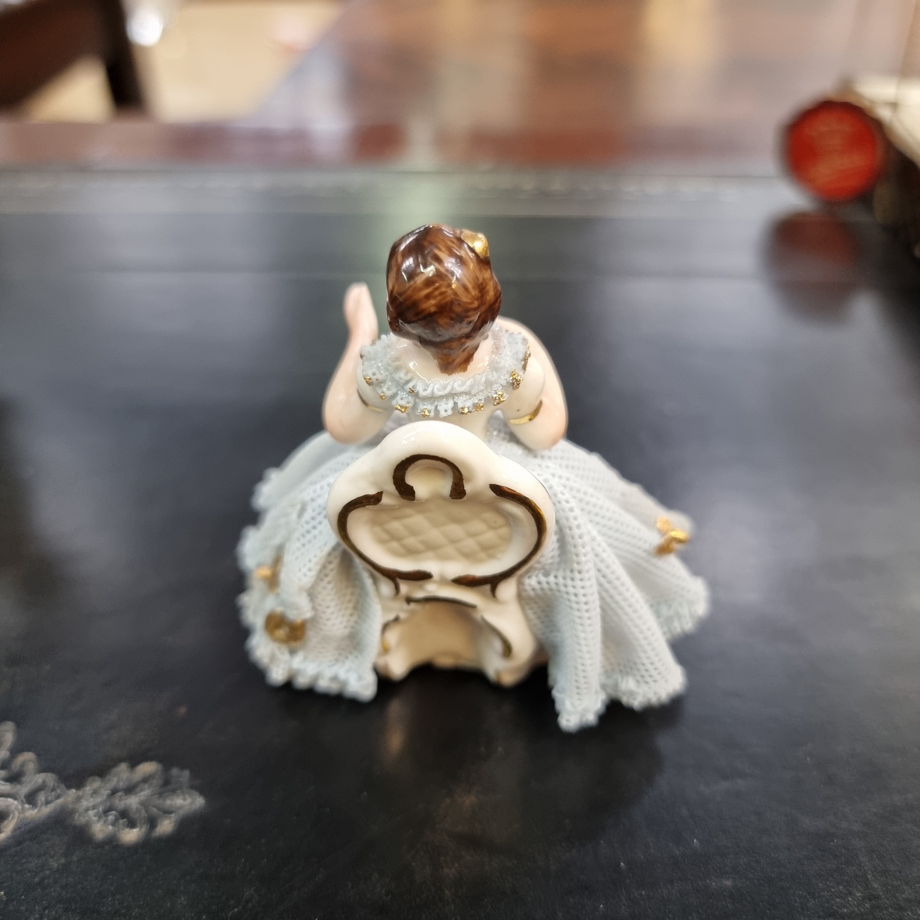 Dresden Figurine of a Lady Sitting on a Chair | Antique & Vintage | Moonee Ponds Antiques | Australia Wide Delivery