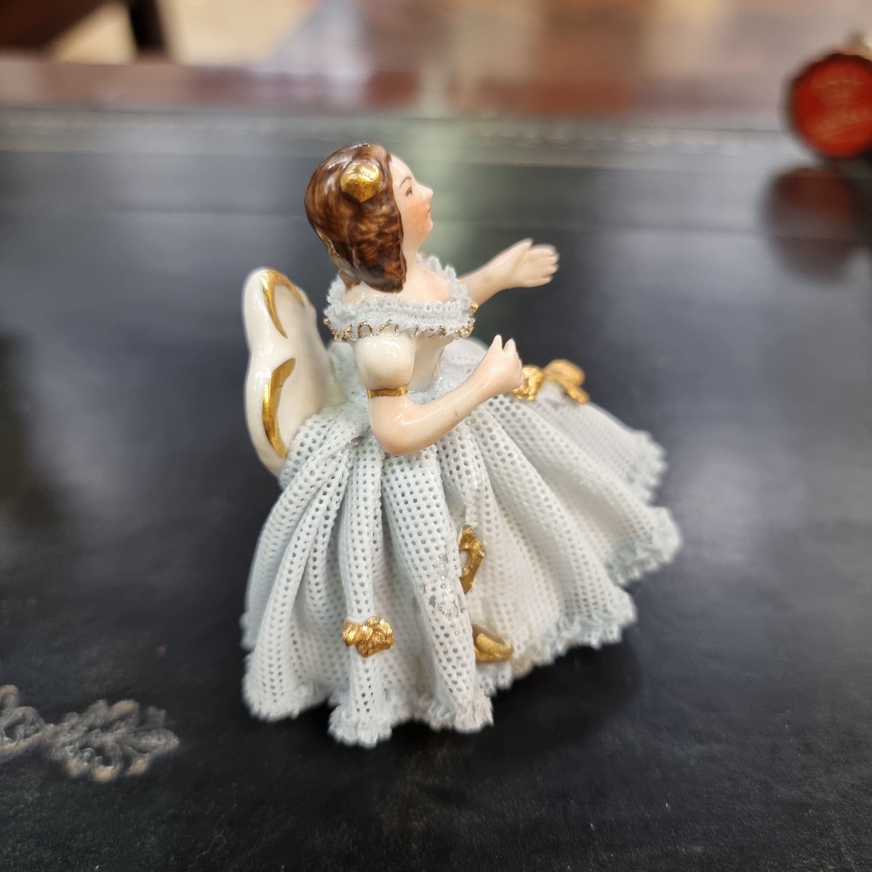 Dresden Figurine of a Lady Sitting on a Chair | Antique & Vintage | Moonee Ponds Antiques | Australia Wide Delivery
