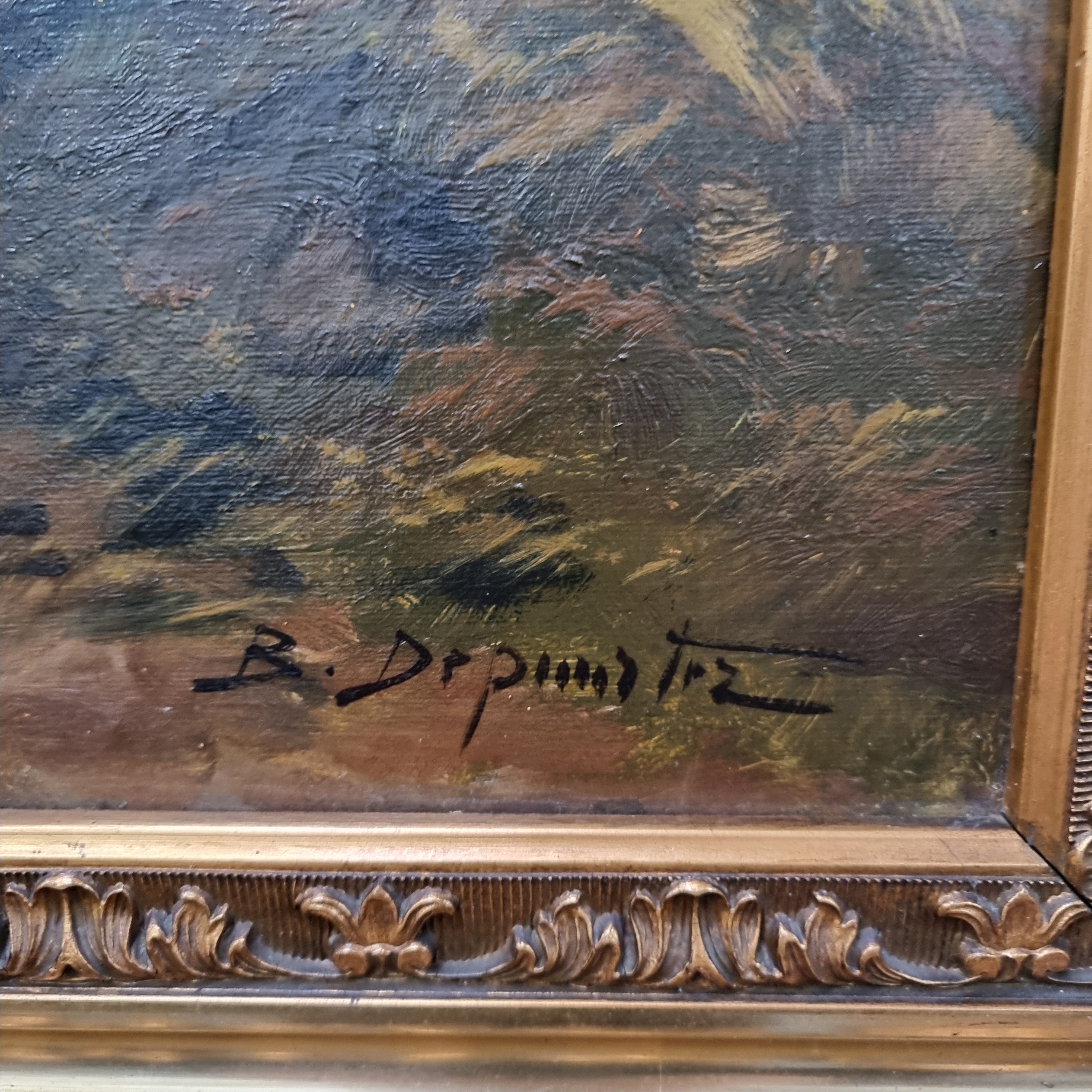 Sourced From France Oil on Board River Bank Scene In Ornate Gilt Frame | Antique & Vintage | Moonee Ponds Antiques | Australia Wide Delivery