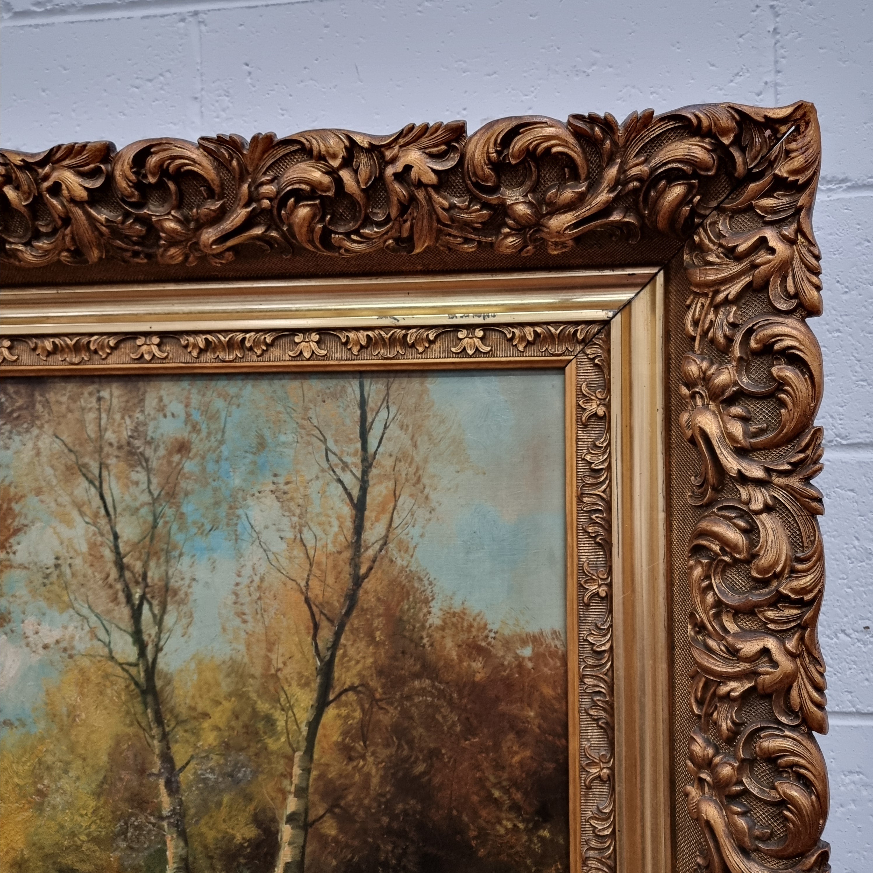 Sourced From France Oil on Board River Bank Scene In Ornate Gilt Frame | Antique & Vintage | Moonee Ponds Antiques | Australia Wide Delivery