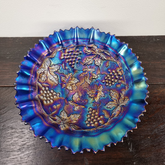 Spectacular Electric Blue Northwood Carnival Glass Bowl