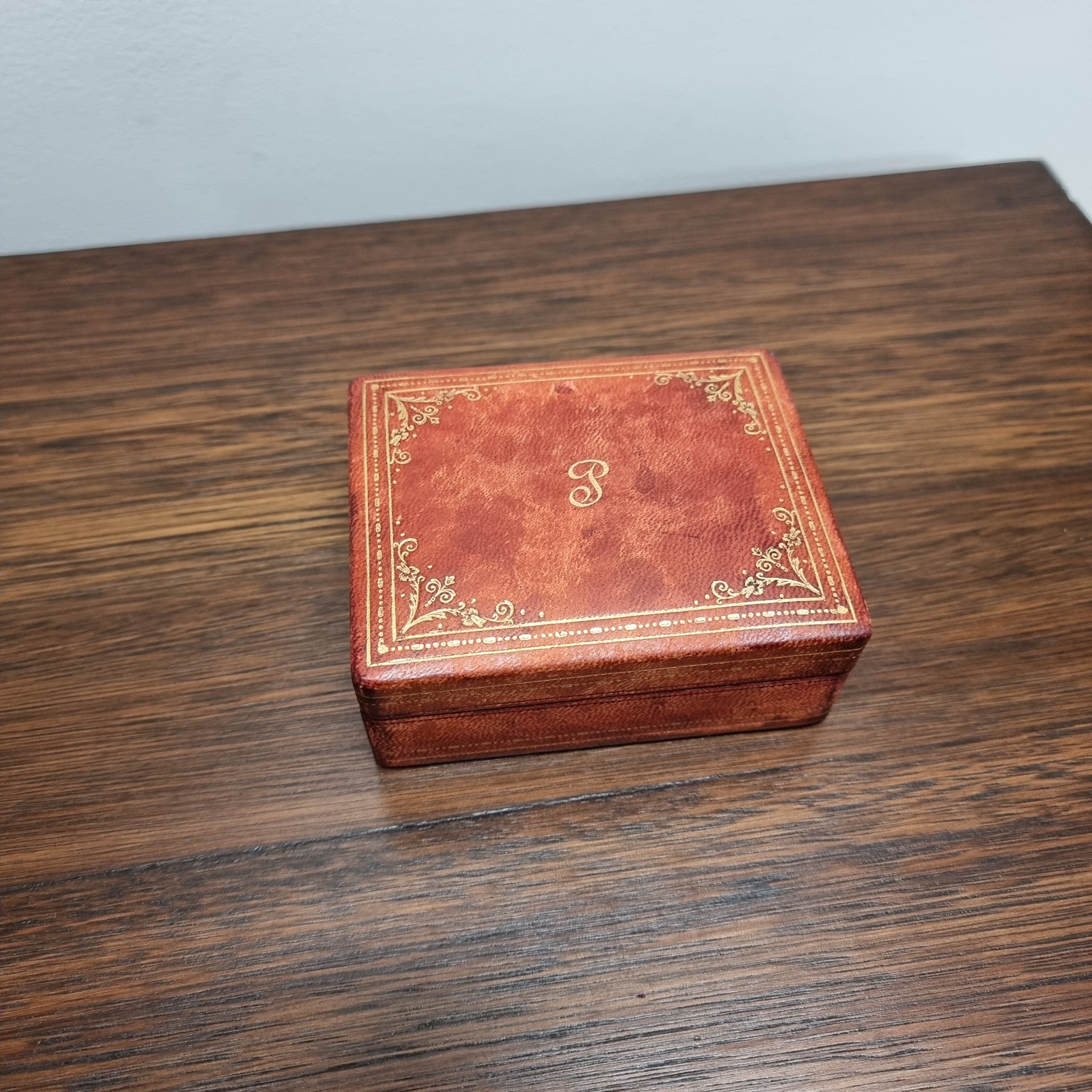 Vintage Gilt Tooled Leather Trinket Box