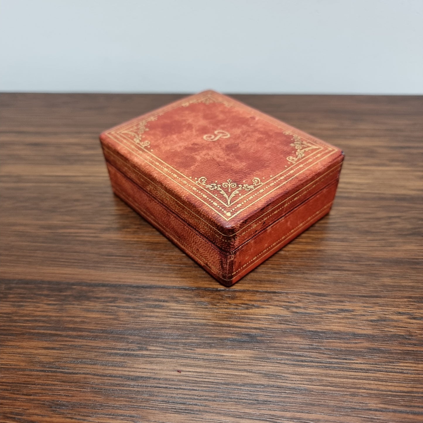 Vintage Gilt Tooled Leather Trinket Box