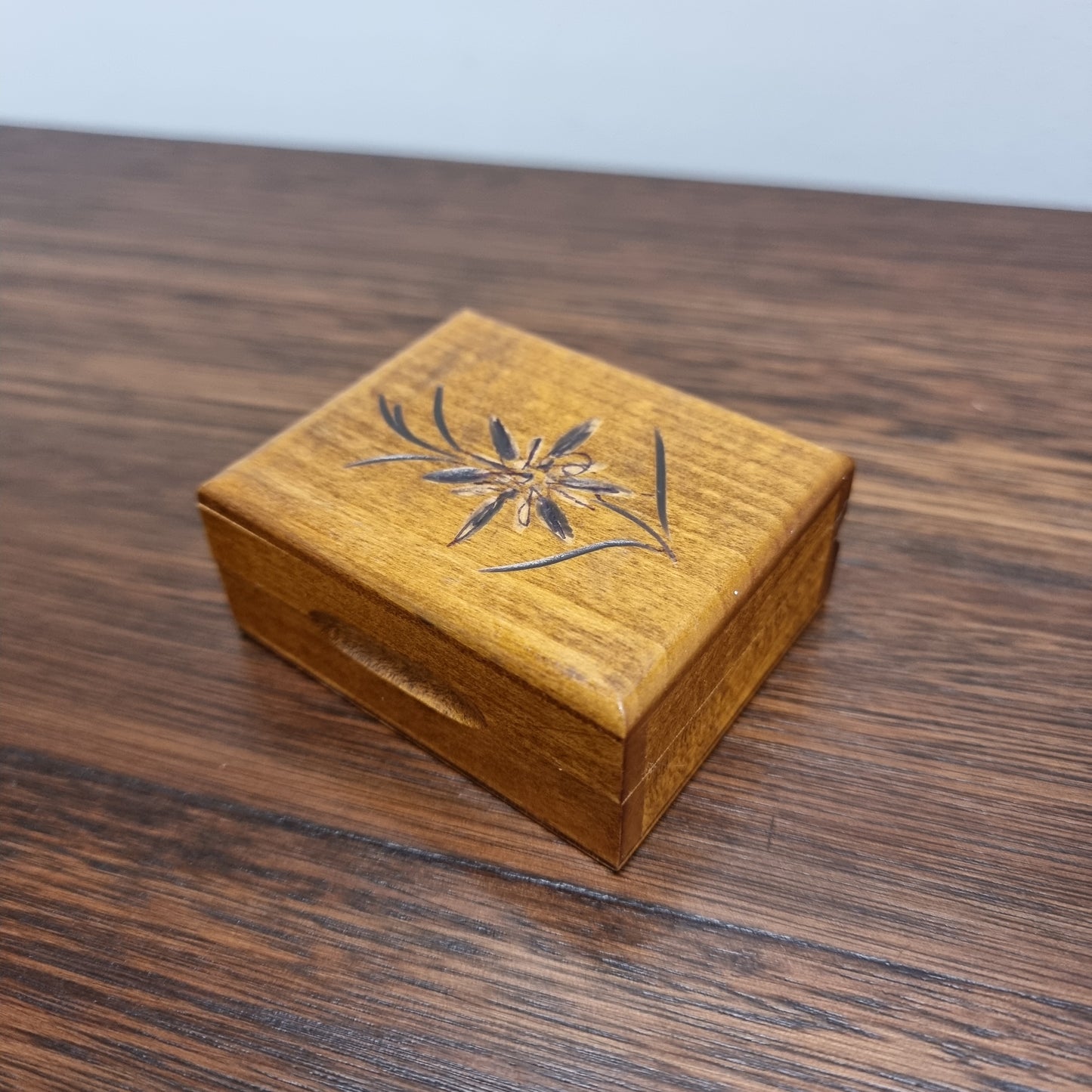 Vintage Hand Carved Stamp Box