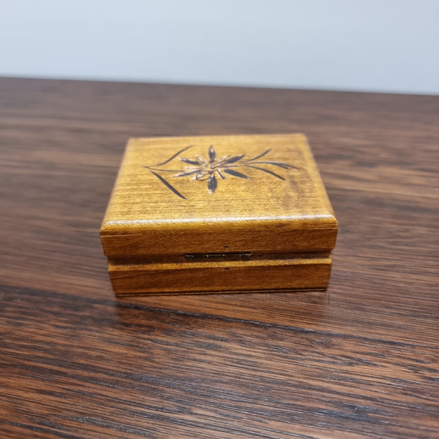 Vintage Hand Carved Stamp Box