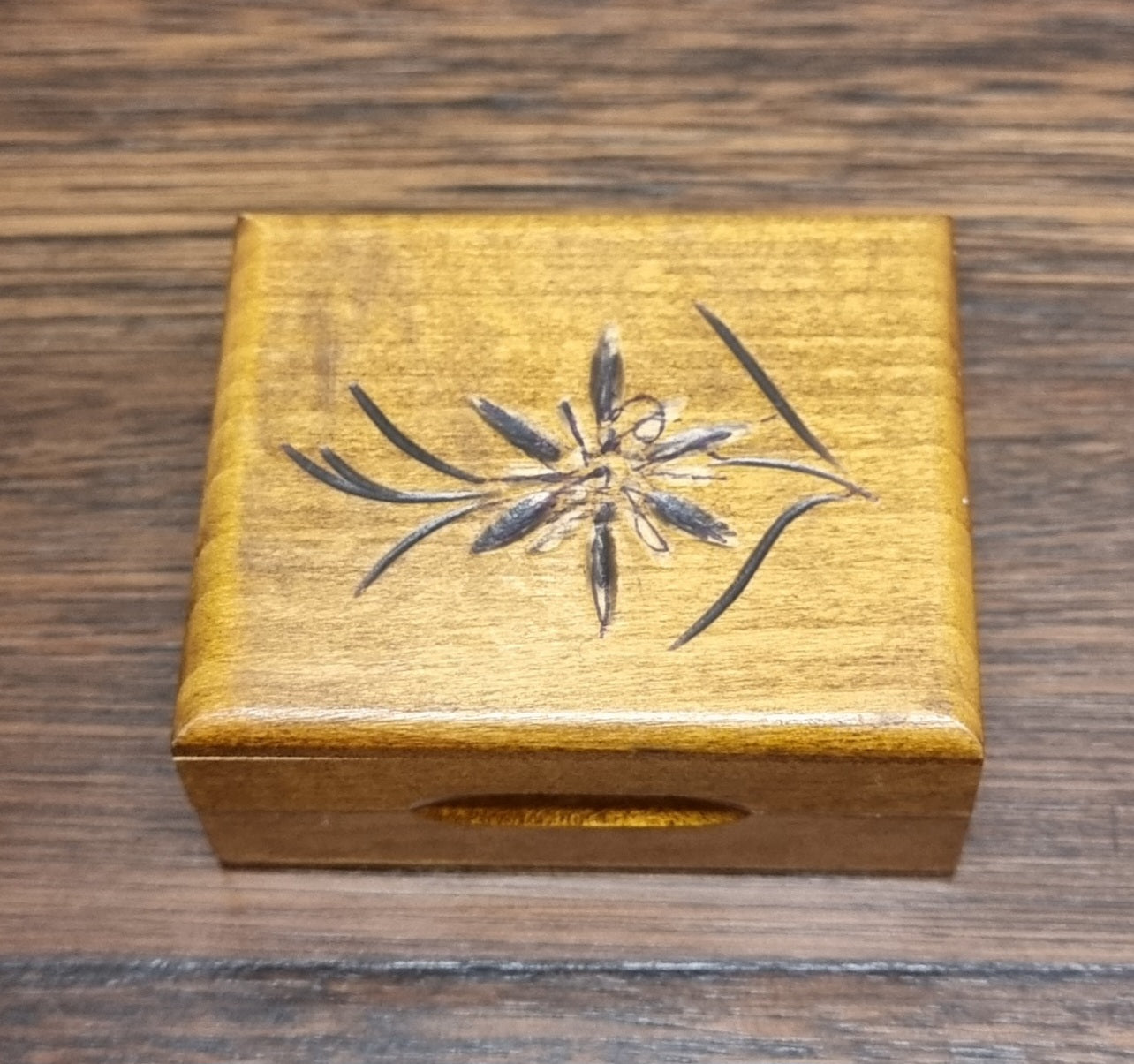 Vintage Hand Carved Stamp Box