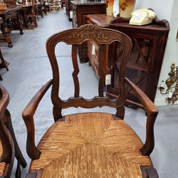 Pair Louis XV Style French Oak Rush Seated Carver Chairs | Antique & Vintage | Moonee Ponds Antiques | Australia Wide Delivery