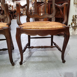 Pair Louis XV Style French Oak Rush Seated Carver Chairs | Antique & Vintage | Moonee Ponds Antiques | Australia Wide Delivery