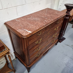 Louis 15th Style French Walnut Four Drawer Commode With Inset Marble Top | Antique & Vintage | Moonee Ponds Antiques | Australia Wide Delivery