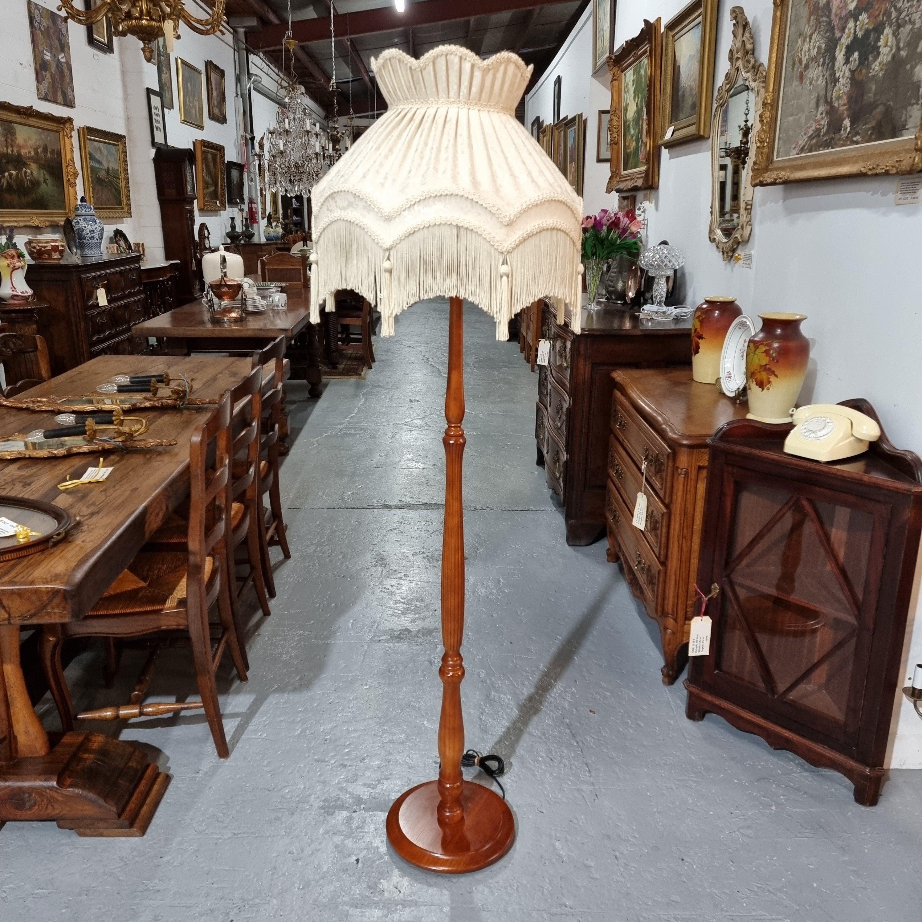 Ivory Cream Standard Lamp Shade With Tassels & Fringe | Antique & Vintage | Moonee Ponds Antiques | Australia Wide Delivery