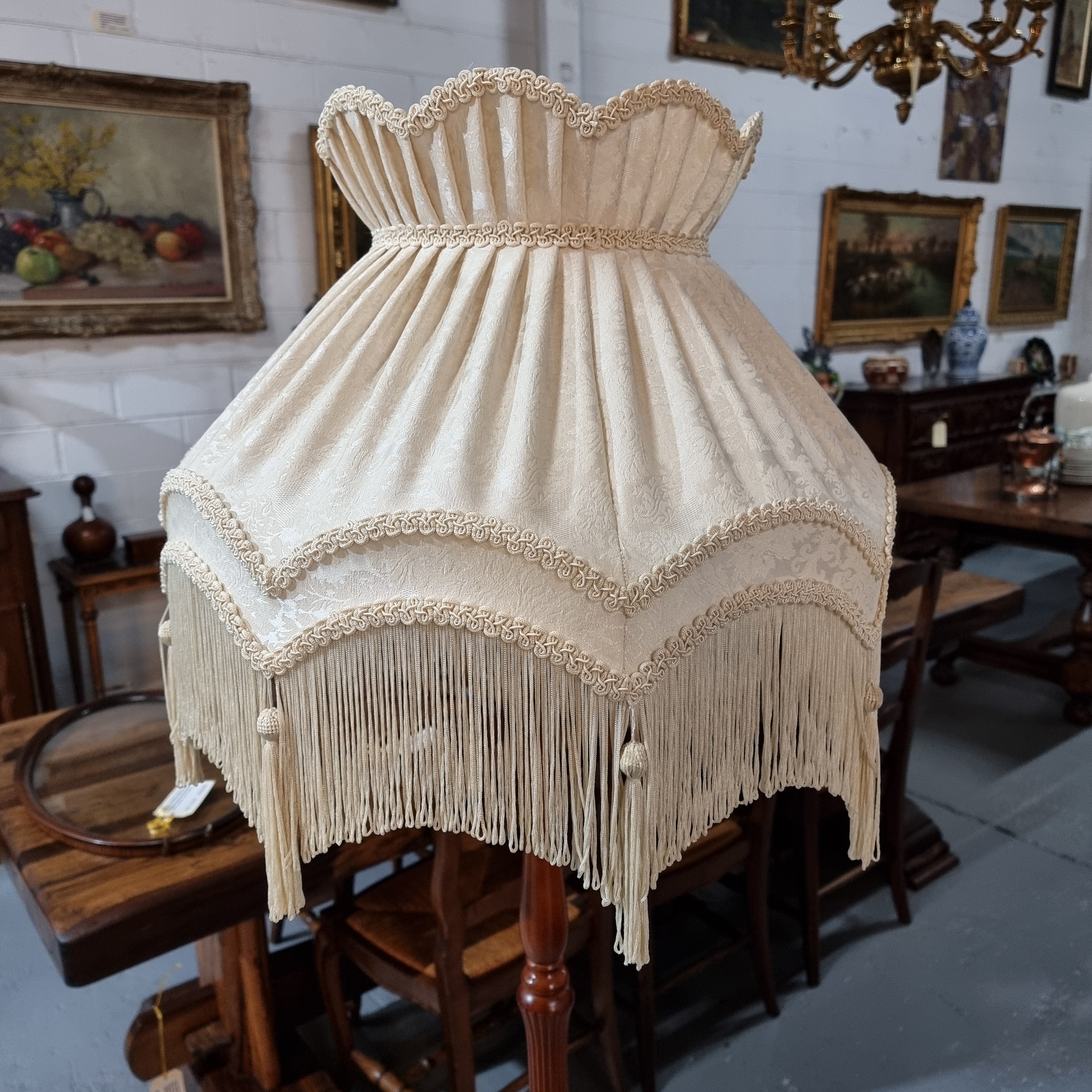 Ivory Cream Standard Lamp Shade With Tassels & Fringe | Antique & Vintage | Moonee Ponds Antiques | Australia Wide Delivery