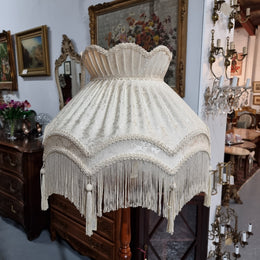 Ivory Cream Standard Lamp Shade With Tassels & Fringe