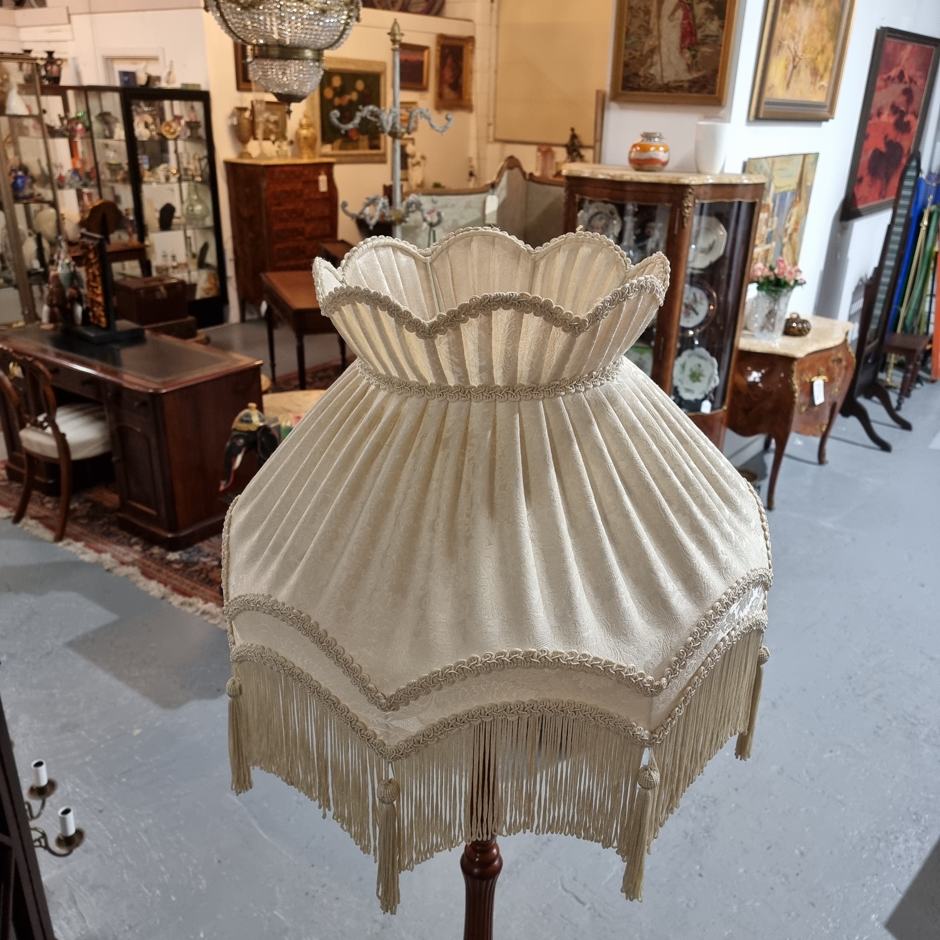 Ivory Cream Standard Lamp Shade With Tassels & Fringe | Antique & Vintage | Moonee Ponds Antiques | Australia Wide Delivery