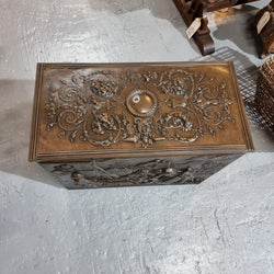 A Highly Decorative 19th Century French Embossed Brass Fire Coal Box | Antique & Vintage | Moonee Ponds Antiques | Australia Wide Delivery