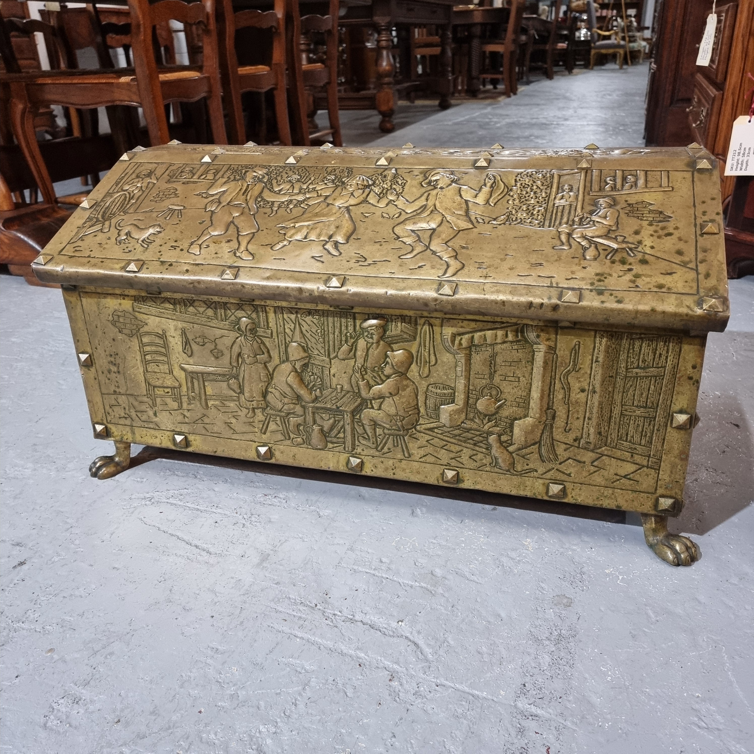 A Highly Decorative 19th Century French Embossed Gilt Brass Fire Coal Box | Antique & Vintage | Moonee Ponds Antiques | Australia Wide Delivery