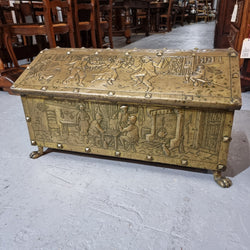 A Highly Decorative 19th Century French Embossed Gilt Brass Fire Coal Box | Antique & Vintage | Moonee Ponds Antiques | Australia Wide Delivery