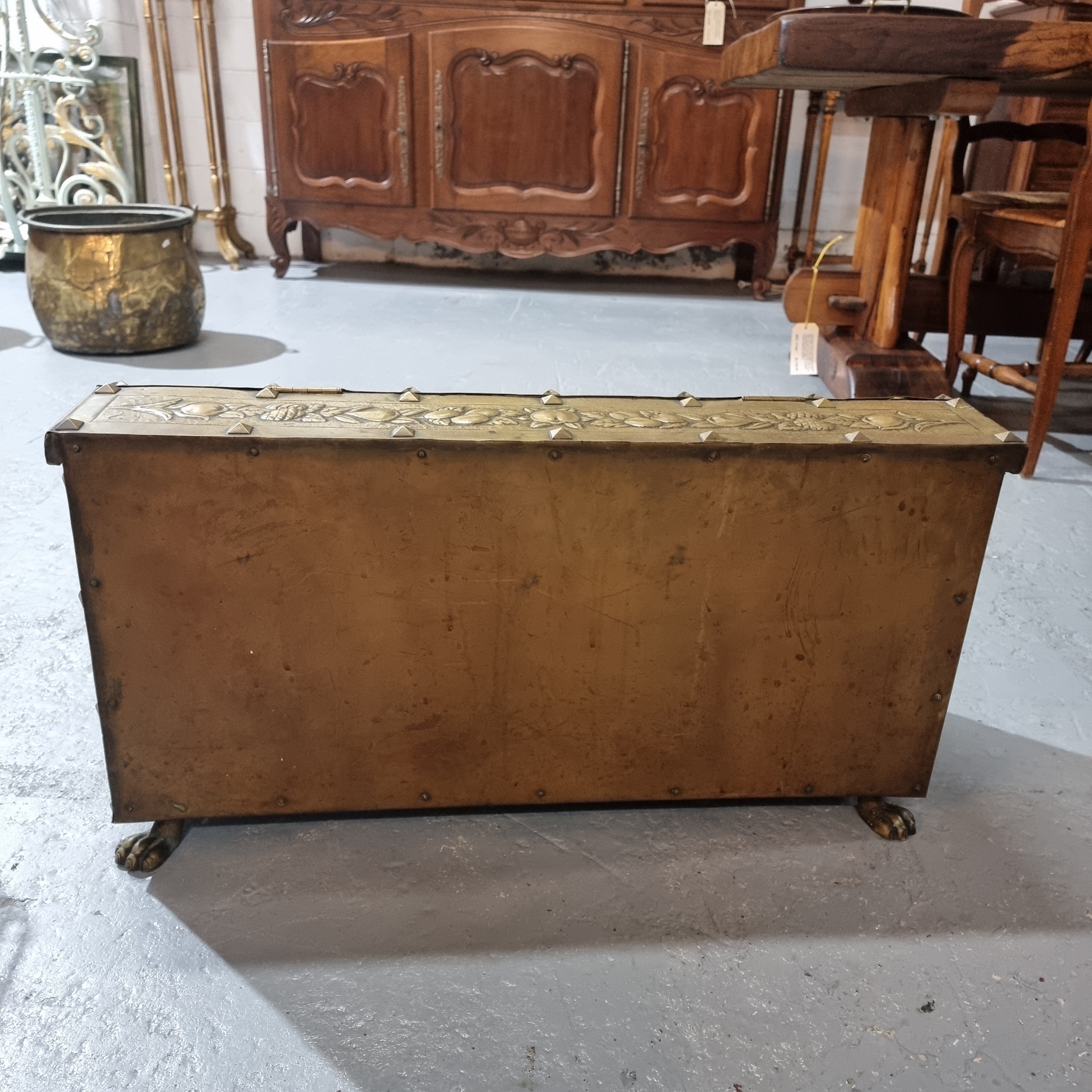 A Highly Decorative 19th Century French Embossed Gilt Brass Fire Coal Box | Antique & Vintage | Moonee Ponds Antiques | Australia Wide Delivery