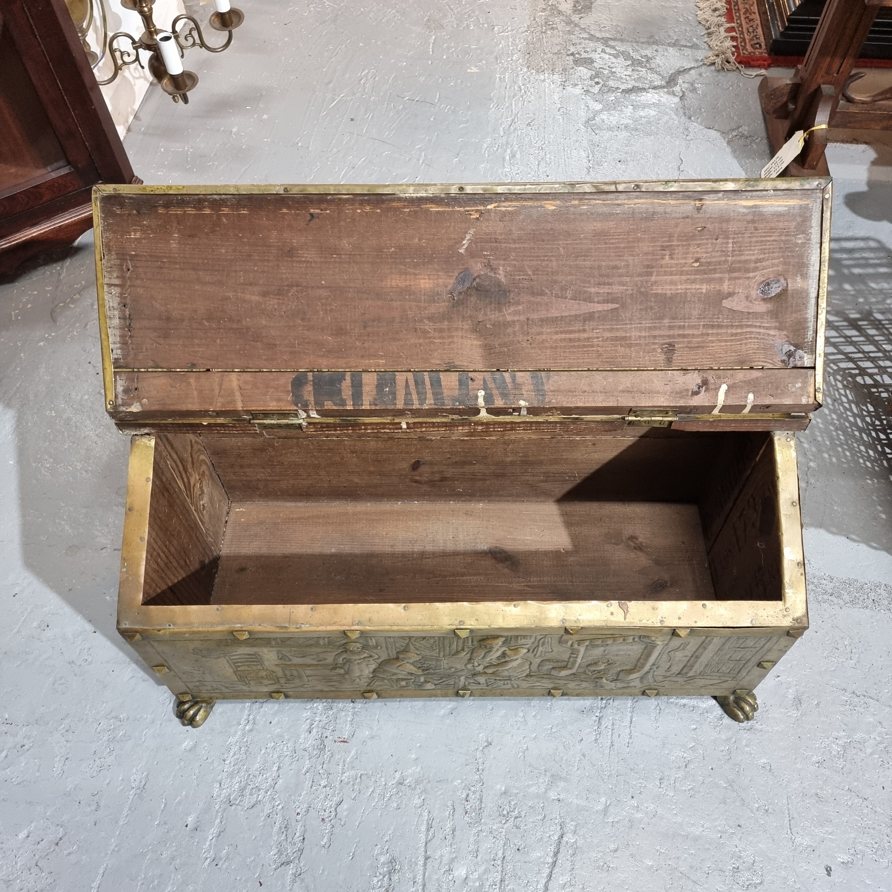 A Highly Decorative 19th Century French Embossed Gilt Brass Fire Coal Box | Antique & Vintage | Moonee Ponds Antiques | Australia Wide Delivery