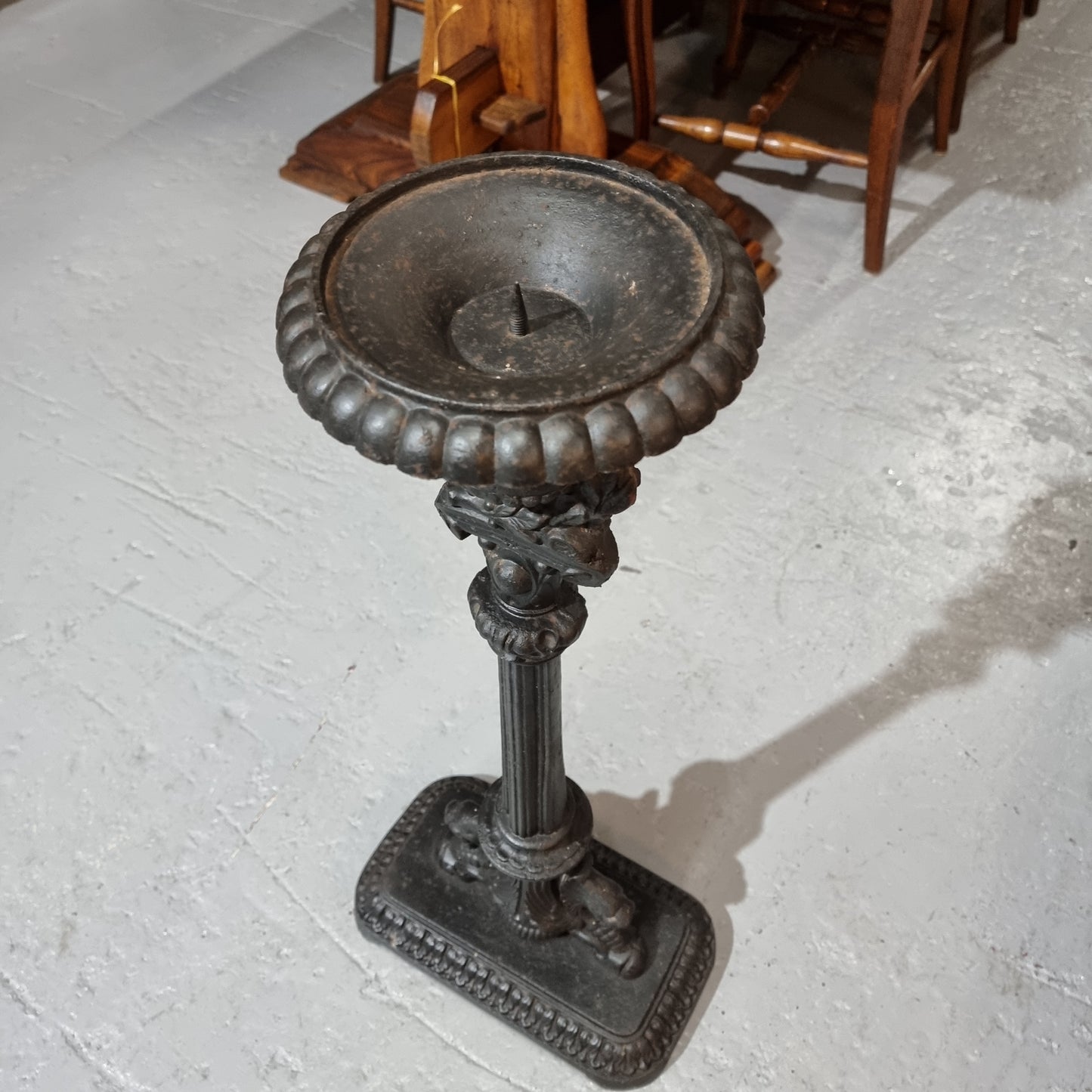 Decorative Antique Cast Iron Pricket Candlestick