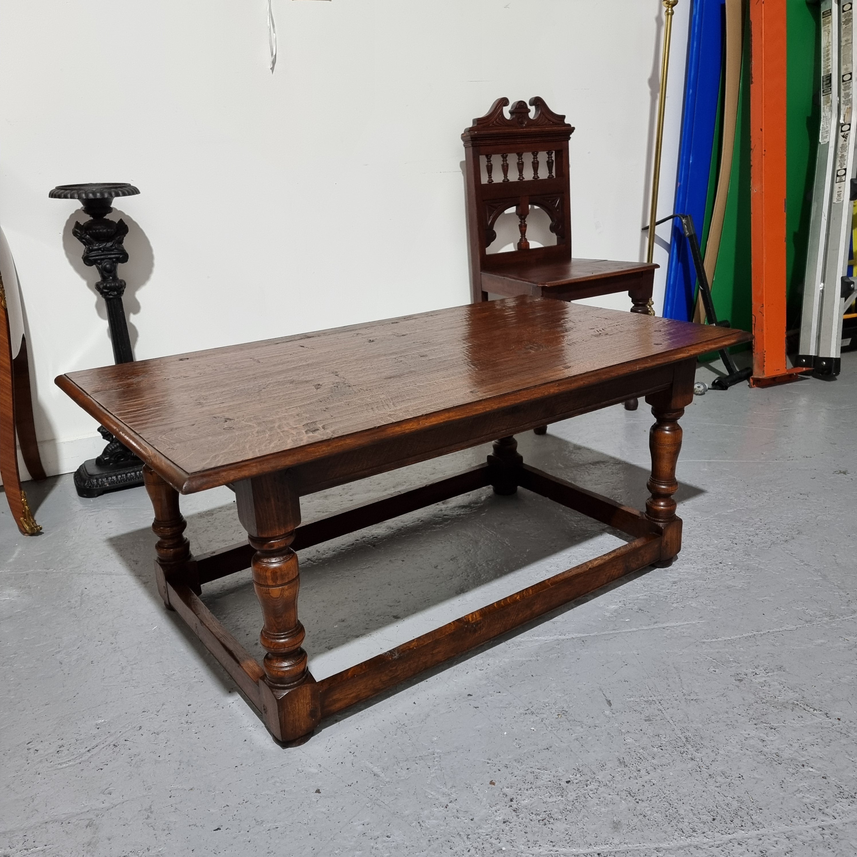 English Oak Stretcher Base Coffee Table | Antique & Vintage | Moonee Ponds Antiques | Australia Wide Delivery