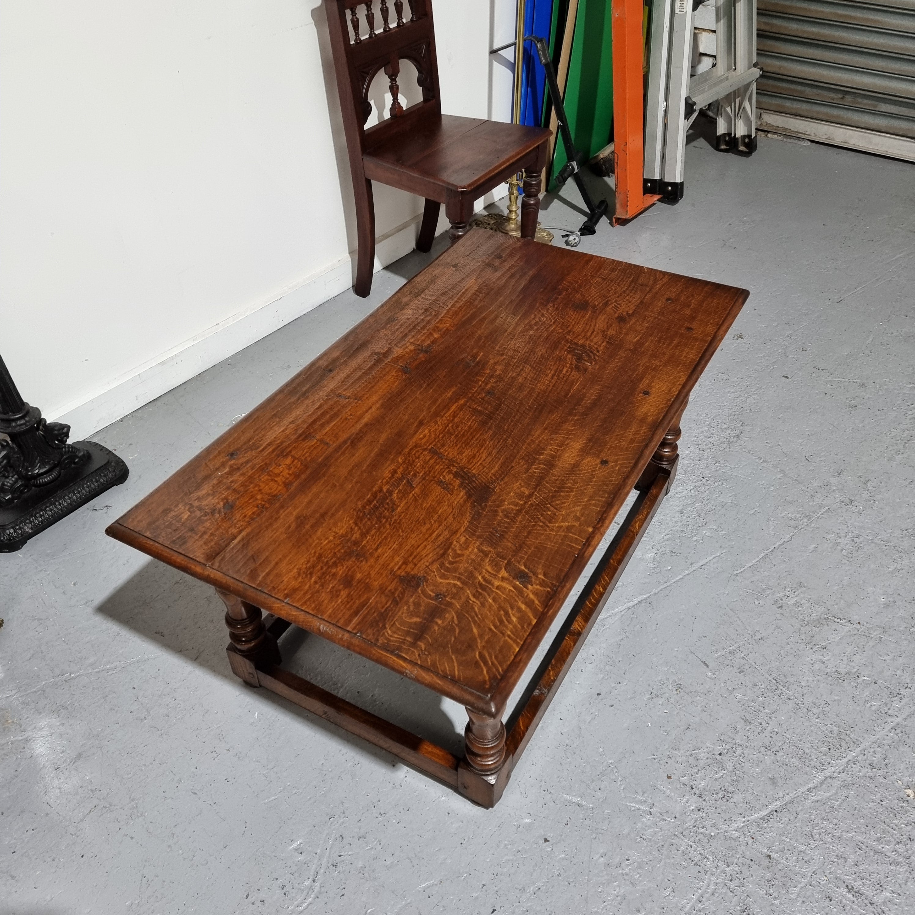 English Oak Stretcher Base Coffee Table | Antique & Vintage | Moonee Ponds Antiques | Australia Wide Delivery
