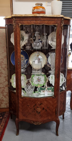 Grand French Walnut Louis XV Style Marble Top Vitrine | Antique & Vintage | Moonee Ponds Antiques | Australia Wide Delivery