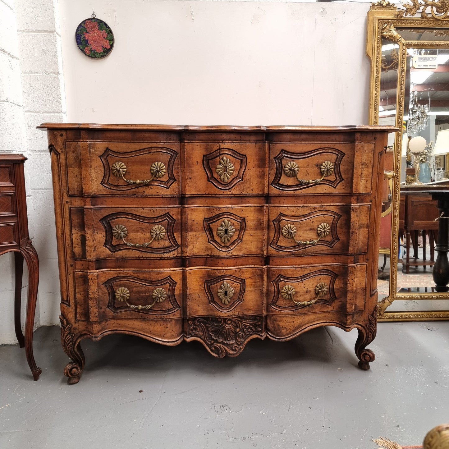 French Walnut Louis XV Style Stunning Chest of Three Drawers