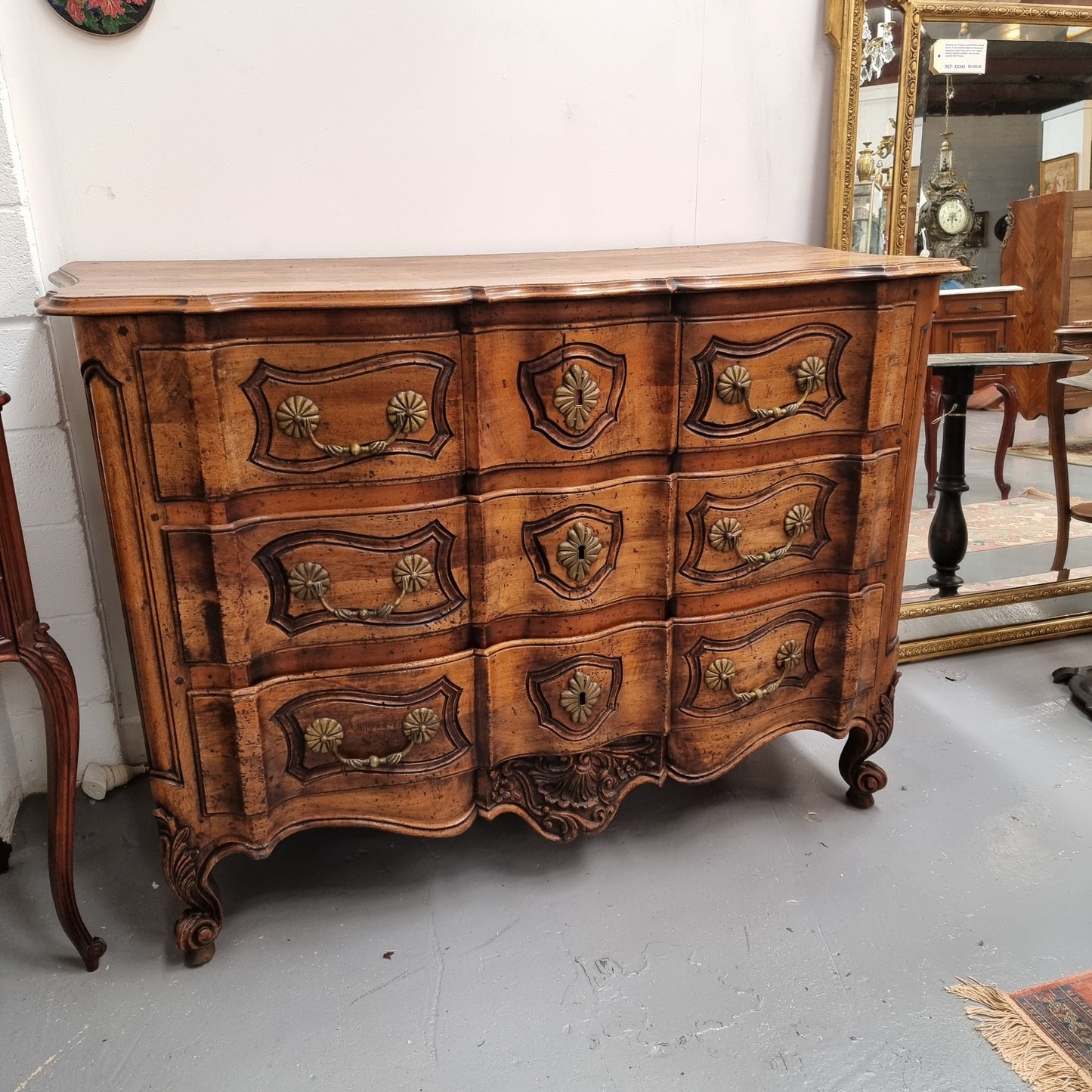 French Walnut Louis XV Style Stunning Chest of Three Drawers