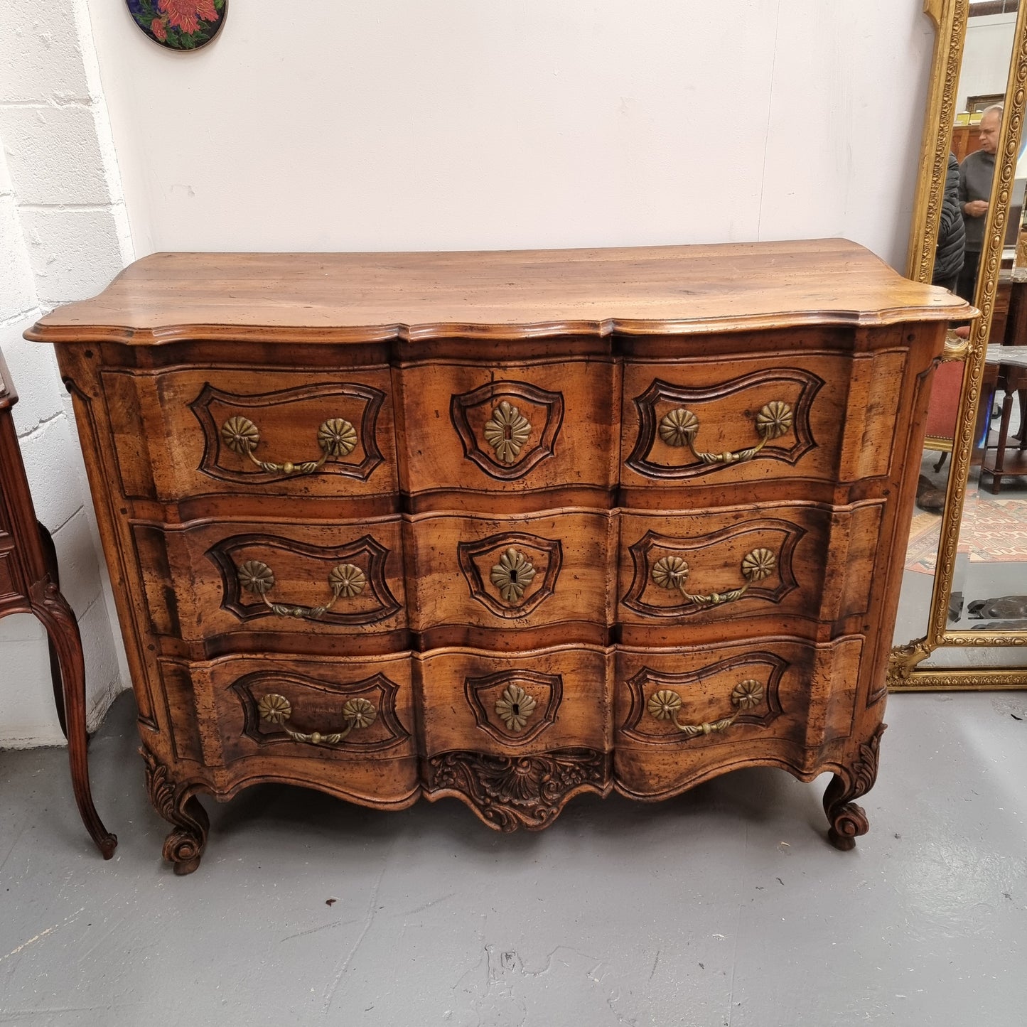 French Walnut Louis XV Style Stunning Chest of Three Drawers